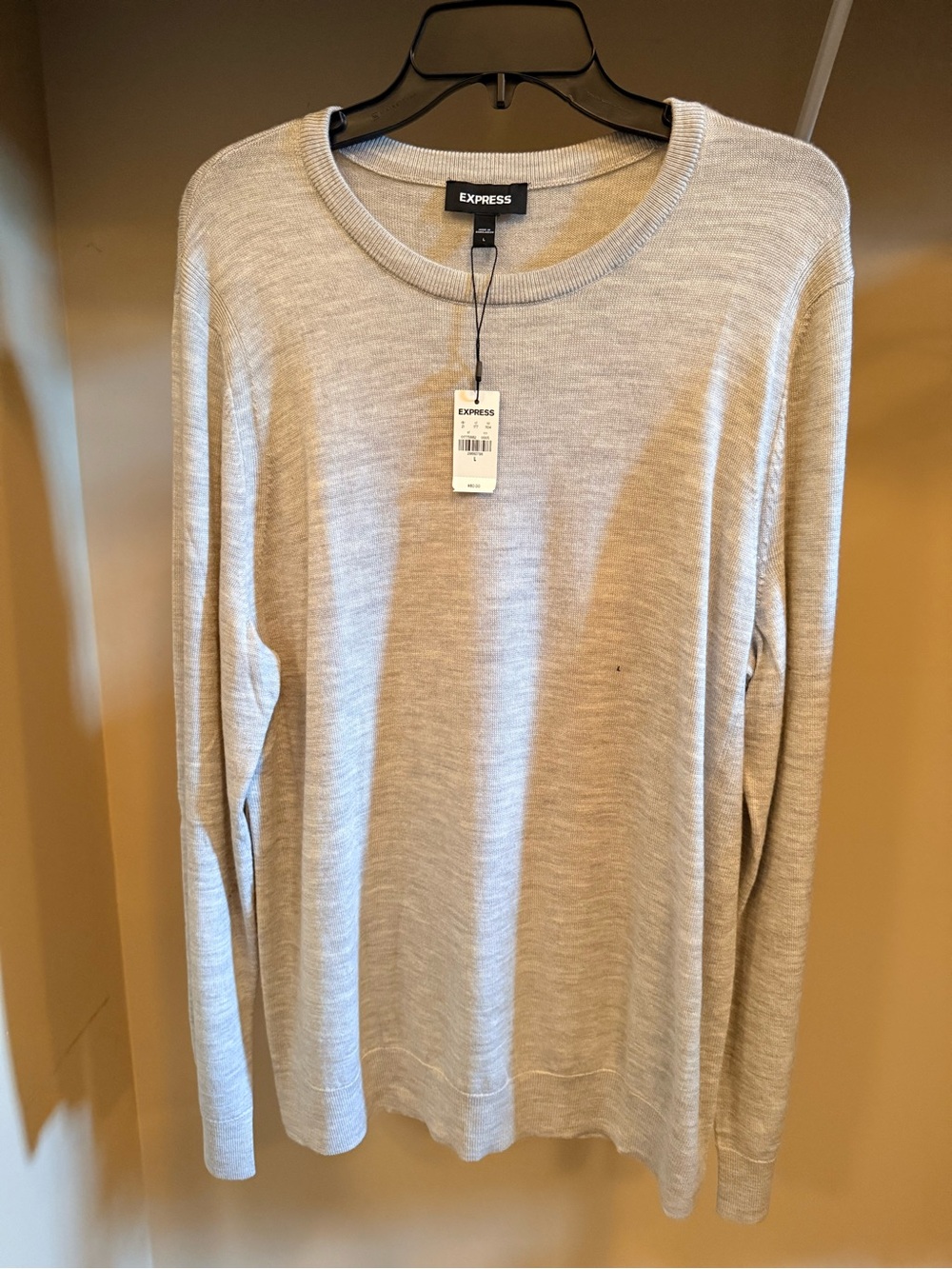 Express Light Gray Crewneck Lightweight Sweater NWT Size Large